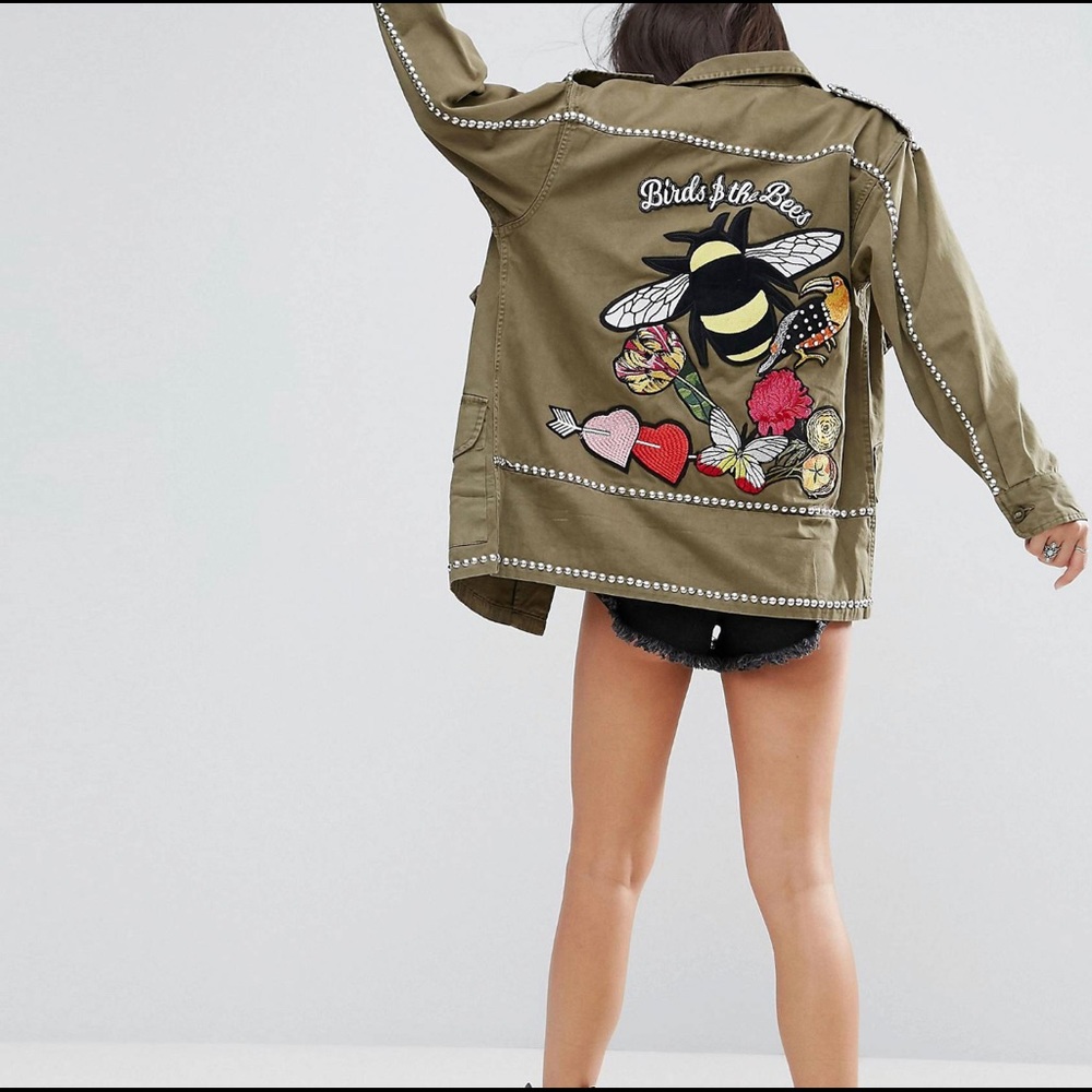 Bee Embroidery Military Jacket